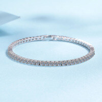 wholesale S925 Sterling Silver Moissanite Pave Minimalist Luxury Bracelet, Small and Exquisite, Versatile for Festive Occasions-2.01 carats/15.5cm (single 3 points 2mm)>925 silver