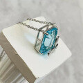wholesale S925 silver new jewelry butterfly necklace for women, aquamarine zirconium European and American collarbone pendant-0-1
