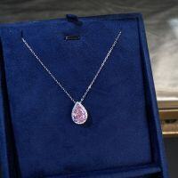 wholesale S925 Sterling Silver Ice Cut Necklace for Women, Teardrop Pear-Shaped High Carbon Diamond Pendant, High-End Versatile Choker for Wholesale-Pink Diamond-XL132 925 Silver
