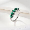 wholesale S925 Sterling Silver Wholesale Elegant and Luxurious Synthetic Emerald Ring for Women, Simple and Stylish Stackable Ring-0-3