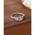 wholesale 925 Sterling Silver Adjustable Open Heart Angel Wing Ring Vintage Women's Jewelry-0-3