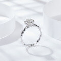wholesale 18K White Gold-Plated Silver D Color Moissanite Vine Twist Six-Prong Solitaire Engagement Ring with Accent Diamonds-0-3