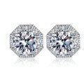 wholesale PT950 Gold Plated 925 Sterling Silver Moissanite Stud Earrings Women's New Octagonal Star Earrings Simple and High-end Wholesale-0-4