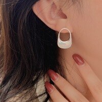 wholesale S925 sterling silver glossy handbag earrings for women, small and unique design, versatile and high-end, new French-style ear accessories-Sterling silver