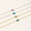 wholesale S925 Sterling Silver Flower Turquoise Bracelet Fashion Simple Korean Style Sweet and Fresh Stackable Versatile Bracelet-0-1