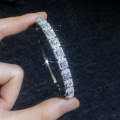 S925 Sterling Silver Cross-Border Moissanite Bracelet, Hollow High-Quality Bangle Wholesale-0-1