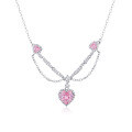 wholesale 925 Silver Colorful Flash Zirconia Heart Necklace for Women, Light Luxury Fashion, Versatile and Elegant Advanced Collarbone Chain-0-4