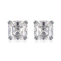 wholesale 925 silver new style 2ct pagoda-shaped D-color moissanite Asscher-cut earrings cross-border bestseller-0.8+0.8 carats>925 silver