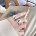 wholesale Sterling Silver S990 Vintage Fashion INS Style Geometric Floral Trendy Versatile Niche Design Open Adjustable Ring-0-3
