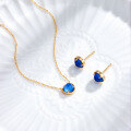 wholesale Metal material, Japanese minimalistversatile women'slapis lazuli with white crystal double-layer stone jewelry set-0-1