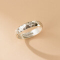 wholesale 999 Silver Nalan Fresh Sweet Ins Style Small and Unique Design Diamond Cut Hammered Texture Ring R02786-0-0