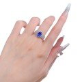 wholesale S925 Sterling Silver French-Set Simulated Sapphire 6*8 Oval Romantic Style Fashion Ring-0-4