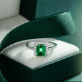 wholesale S925 Sterling Silver New 15ct Cultivated Emerald 6*8 Ring for Women Vintage and Versatile-0-1