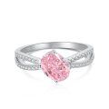 wholesale S925 Sterling Silver Women's Niche Luxury 8A Ultra Sparkling Oval Pink Zircon Personality Versatile Ring Wholesale for Women-0-4