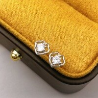 wholesale S925 Sterling Silver Fashion Zircon Wish Ear Studs, Minimalist Niche Sophisticated Versatile Earrings Gift for Best Friend-Zircon Ruyi Earrings 925 Silver