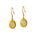 wholesale Gold-plated 925 silver inlaid with cabochon Hetian jade earrings, comes with certificate, Hanfu vintage-style jade ear accessories-0-4