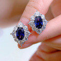 wholesale S925 Sterling Silver Geometric and Personality-Embedded Tanzanite Color Stud Earrings for Women, Hot Selling Style-0-0