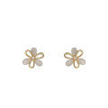 wholesale S925 Sterling Silver Earrings, Forest Series Sweet Hollow-Out Diamond-Inlaid Three-Leaf Flower Synthetic Cat's Eye Stone Earrings M05954-0-4