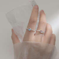wholesale S925 Silver Oval Synthetic Moonstone Chain Adjustable Pull Ring Minimalist INS Style Jewelry J9018-S925 silver one piece>Adjustable opening