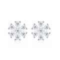 Sterling Silver Sunflower Stud Earrings with Moissanite, HW-Inspired Snowflake Design-0-0