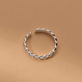wholesale S925 Sterling Silver Minimalist Ins Style Braided Ring for Women Adjustable Index Finger Ring R01265-0-1