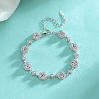 wholesale S925 Sterling Silver Cross-Border Hit Square Moissanite Bracelet, High-End Minimalist Luxury Fashion Jewelry Ready for Wholesale-4 carat (zircon) bracelet 925 silver