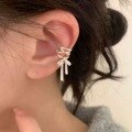 wholesale S925 Sterling Silver Fresh and Sweet Multi-Layer Crossed Line Matte Bow Ear Clip Single M06338-0-0