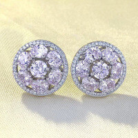 wholesale S925 silver with pink diamond and high-carbon diamond ice-cut oval earrings, new design, fashionable and high-end-E372 Pink Diamond 925 Silver