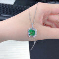 wholesale S925 Sterling Silver Small Fresh Apple Green Ice-Cut Necklace for Women with Colored Gemstone Pendant, Direct Factory Supply-0-3