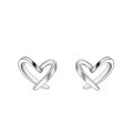 wholesale Sterling Silver Openwork Heart Stud Earrings For Women, Simple And Fashionable, Fresh And Sweet Heart-shaped Korean Style Summer Ear Accessories-0-0