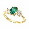 wholesale S925 Sterling Silver with Gold-Plated Green Nano Gemstone Ring, Minimalist and Luxurious Style-0-0