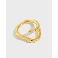 wholesale S925 Sterling Silver CJ087 Korean Style Irregular Asymmetric Intertwined Snake-Shaped Open Ring for Women-White Gold [No. 12/Adjustable] Opening adjustable