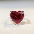 wholesale S925 Sterling Silver Pigeon Blood Red Heart Ring for Women, Cross-Border High-End Fine Jewelry Wholesale, High Carbon Diamond Ring-0-4