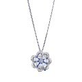 wholesale S925 Silver Lace Edge Necklace Style Hollow-Out Diamond-Simulant Pendant Floral Flower Pendant Jewelry-0-4