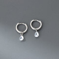 wholesale S925 Sterling Silver Korean-style Minimalist Single Diamond Teardrop Ear Clips, Convertible for Two Wearing Styles, Commuter Earrings M05948-0-4