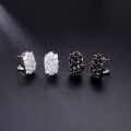 wholesale S925 Sterling Silver Black Garnet Inlaid Zircon Earrings with British Clasp and Various Gemstones-0-0