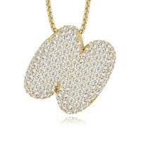 925 Silver Gold-Plated Letter Pendant Choker Necklace for Women-letter N