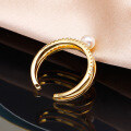 wholesale 925 silver Korean-style elegant commuter fake two-piece open ring adjustable with natural pearl-0-2