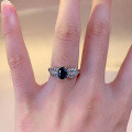 wholesale S925 Sterling Silver New Royal Blue 5*7mm Oval Full Diamond Ring, Luxurious and Versatile for Women-0-3
