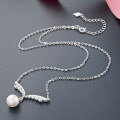 wholesale S925 Sterling Silver Korean Dongdaemun Style Pearl Pendant Zircon Shell Seagull Necklace Minimalist Fashion Collarbone Chain-0-3