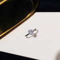 Sterling Silver 1ct Four-Prong Oval Moissanite Solitaire Engagement Ring-0-2