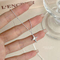 wholesale S925 Sterling Silver White Agate Four-pointed Star Necklace For Women-0-2