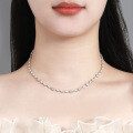 925 Silver Alien Moissanite Choker Necklace, Minimalist Layered Diamond Collarbone Chain-0-2
