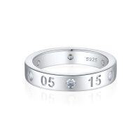wholesale 925 Silver Minimalist Number Love You Every Second Ring for Women, Cross-Border Hit Simple Circle Wedding Band, Ins Style-Platinum US size 8#