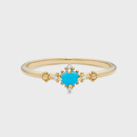 wholesale 9K gold retro Rococo style minimalist geometric turquoise ring, wholesale by Yili Jewelry Factory-Turquoise Ring  Size 7