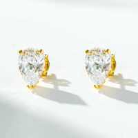 S925 Sterling Silver Waterdrop Red Agate Zircon Green Nano Earrings-Gold White Diamond ED100  925 Silver