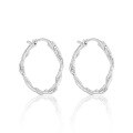 wholesale S925 Sterling Silver Pretzel Twist Hoop Earrings for Women, Minimalist Style, Small and Unique Geometric Silver Earrings-0-0