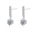 S925 Silver Six-Prong Earrings with Moissanite and Tassel-0-3