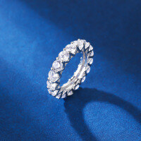 wholesale S925 Classic Pave Star Ring, Plain Silver Band Ring, High Carbon Diamond Ice-Cut Gemstone Ring-White>No. 7