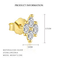 wholesale S925 Sterling Silver Light Luxury Zircon Petal French Earrings For Women, Fashionable And Unique European And American Niche Design Versatile Ear Accessories-E5279-Gold/Pair 925 Silver